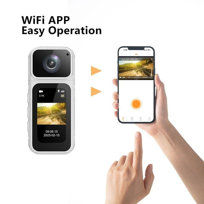 Ormos Mini Action Camera with 180 Degree Rotating Lens - 2.7K Ultra HD Thumb-Sized Camera, Magnetic Mount, Wifi APP Control, Portable Wearable Camera for Outdoor Sports & Daily Vlogging