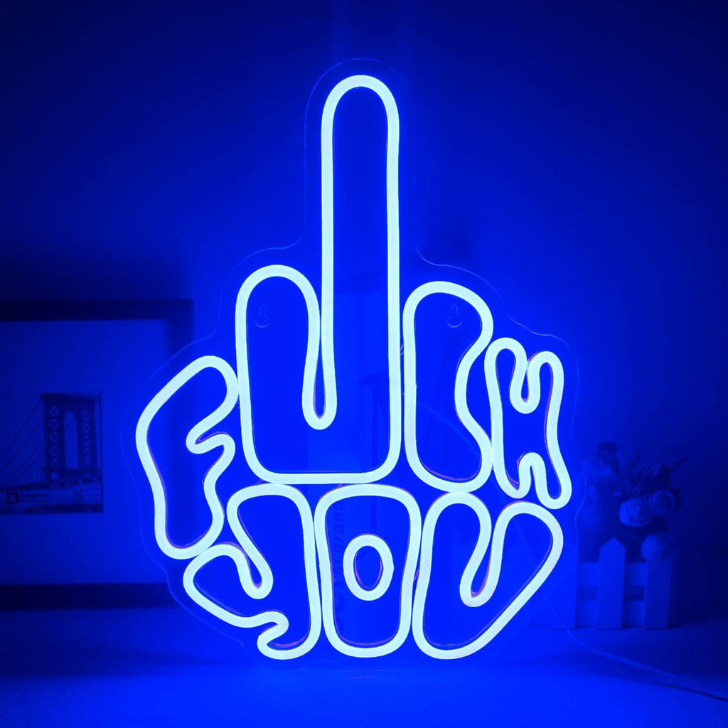Letters Gesture Neon Signs for Wall Blue LED Neon Lights for Bar